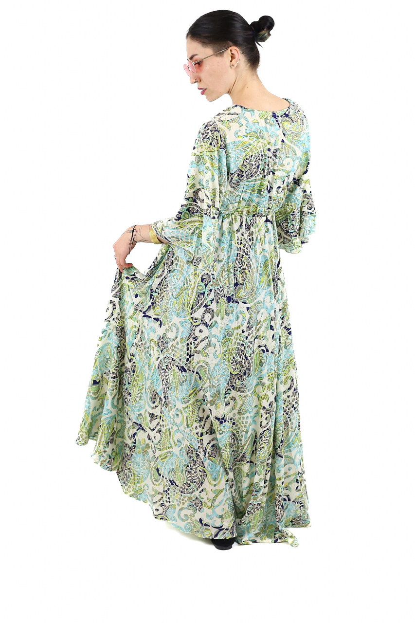 Rochie maxi boho cu imprimeu si maneci trei sfert - Model 1 [3]