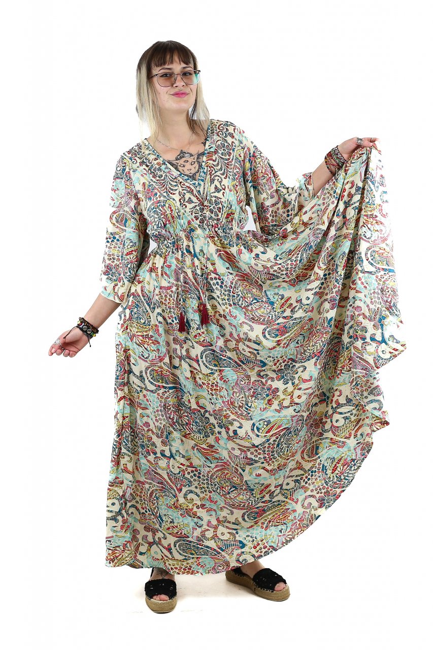 Rochie maxi boho cu imprimeu si maneci trei sfert - Model 1 [4]