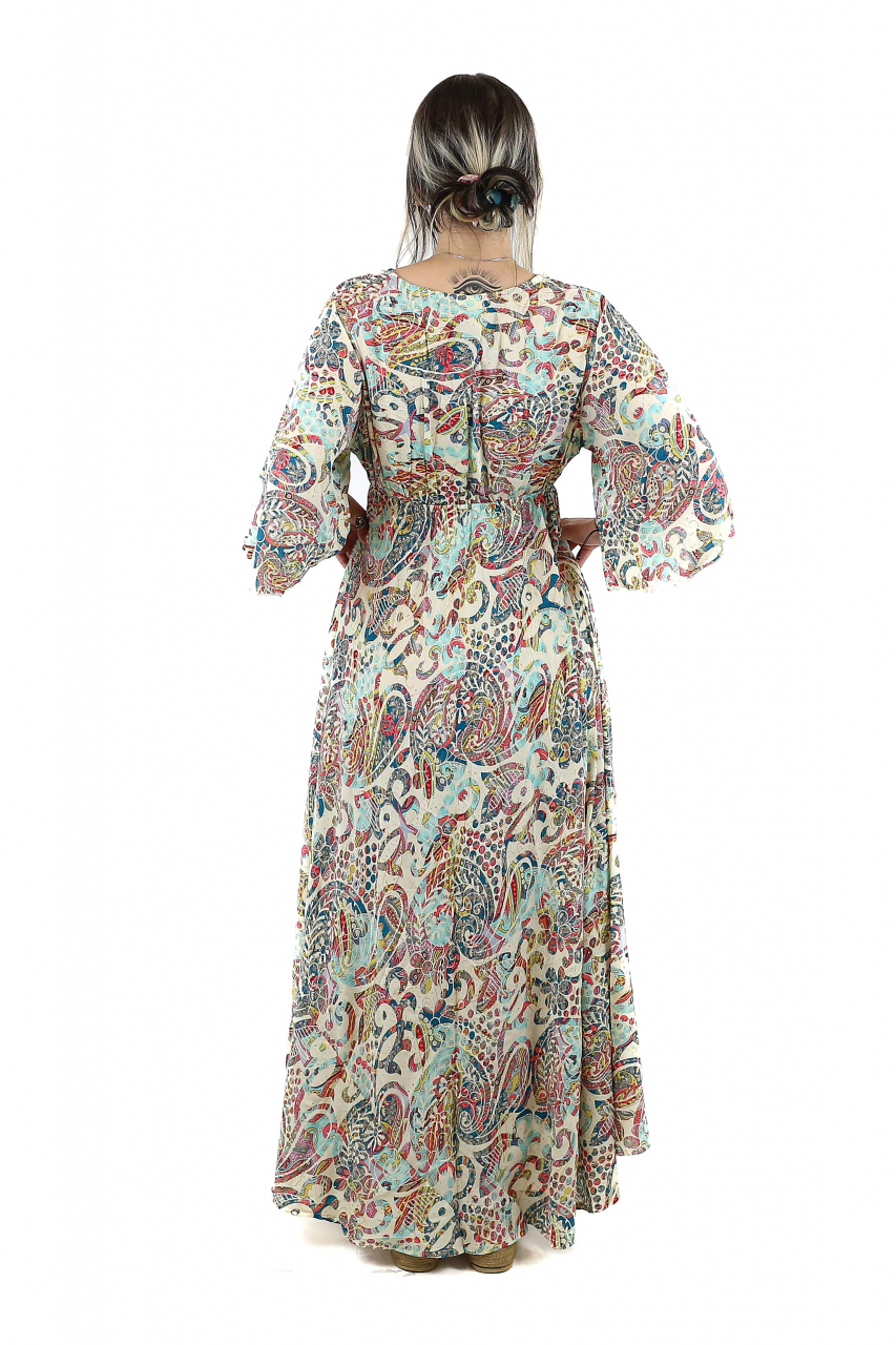 Rochie maxi boho cu imprimeu si maneci trei sfert - Model 1 [3]