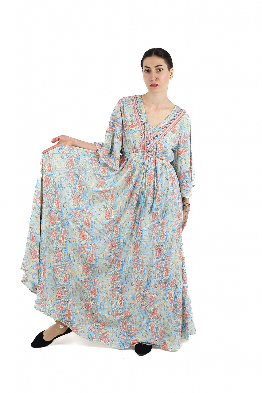 Rochie maxi boho cu imprimeu si maneci trei sfert - Model 1 [4]