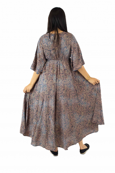 Rochie maxi boho cu imprimeu si maneci trei sfert - Model 1 [3]
