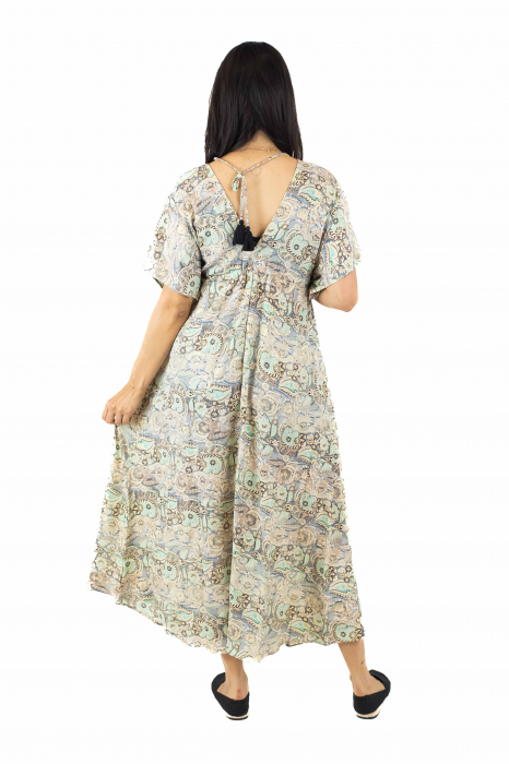 Rochie maxi boho cu imprimeu si maneci trei sfert - Model 1 [3]