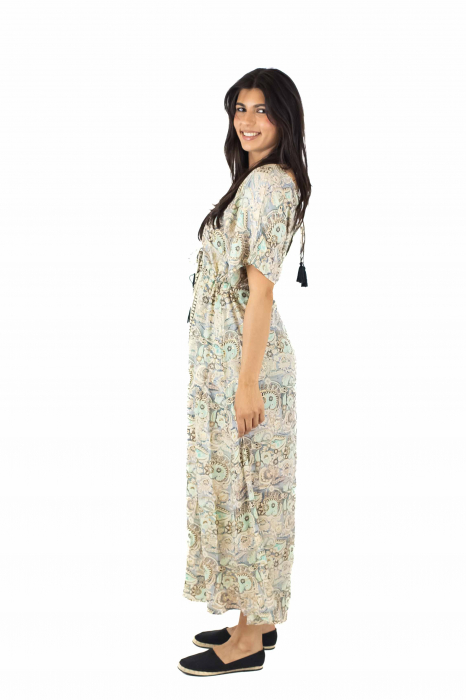 Rochie maxi boho cu imprimeu si maneci trei sfert - Model 1 [2]