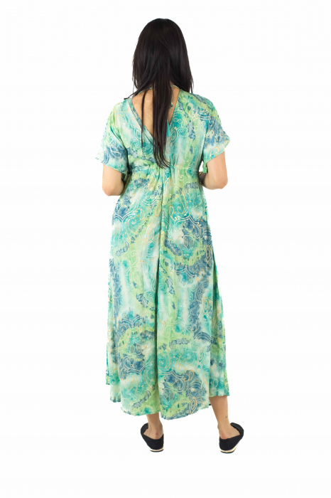 Rochie maxi boho cu maneca scurta si crapatura in fata - Model 1 [4]