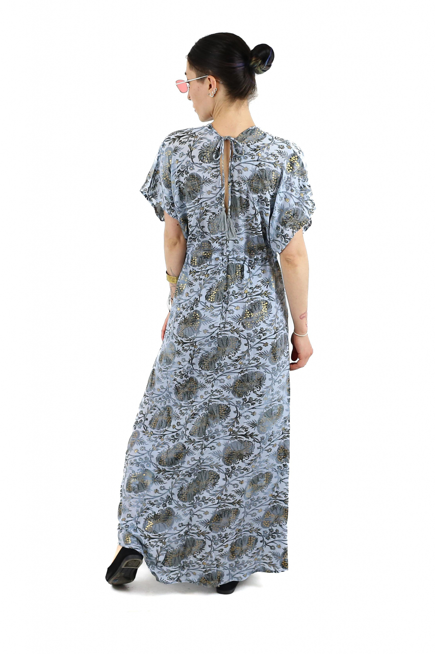 Rochie maxi boho cu maneca scurta si crapatura in fata - Model 1 [3]