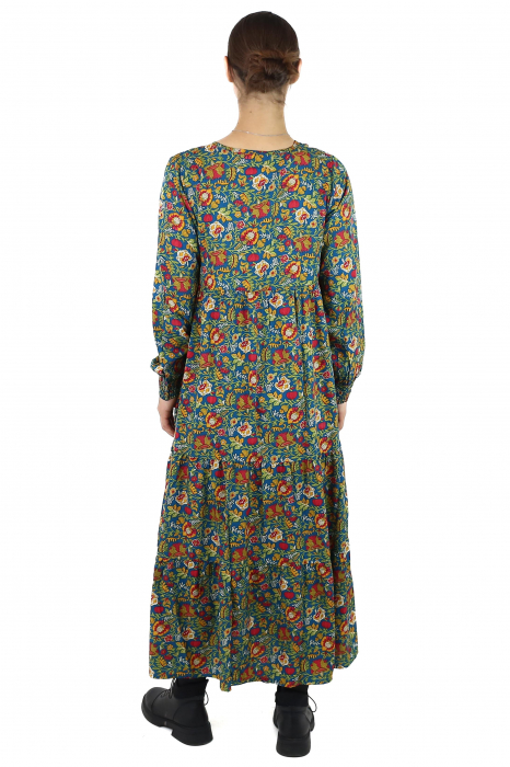 Rochie maxi cu mânecă lungă și cu croi lejer - Teal [2]
