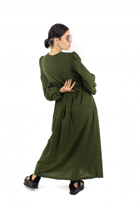 Rochie maxi cu maneca trei sfert - Khaki [4]
