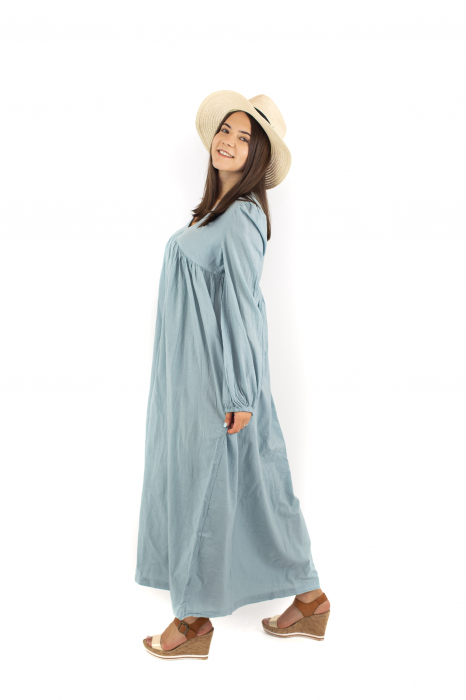 Rochie maxi cu maneca trei sfert - Khaki [2]