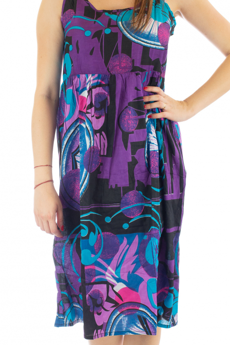 Rochie medie din bumbac cu print abstract [3]