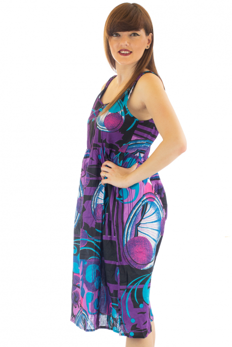 Rochie medie din bumbac cu print abstract [4]