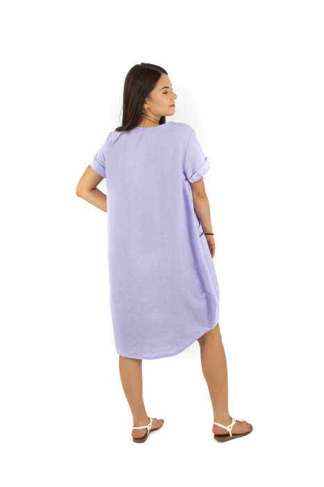 Rochie medie din Bumbac si In cu croi trapez - Lila - 51220 [3]