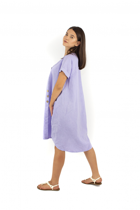 Rochie medie din Bumbac si In cu croi trapez - Lila - 51220 [2]