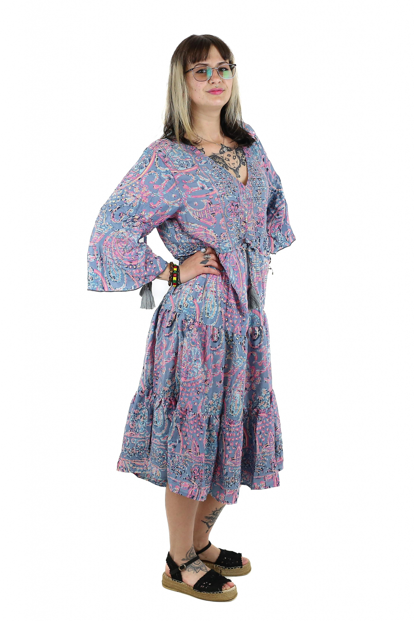 Rochie midi boho cu volanase si maneca trei sfert - Model 1 [2]