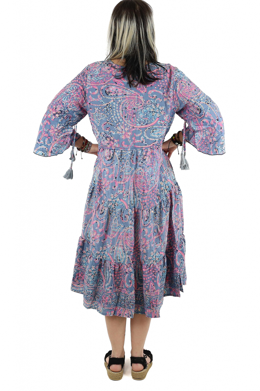 Rochie midi boho cu volanase si maneca trei sfert - Model 1 [3]