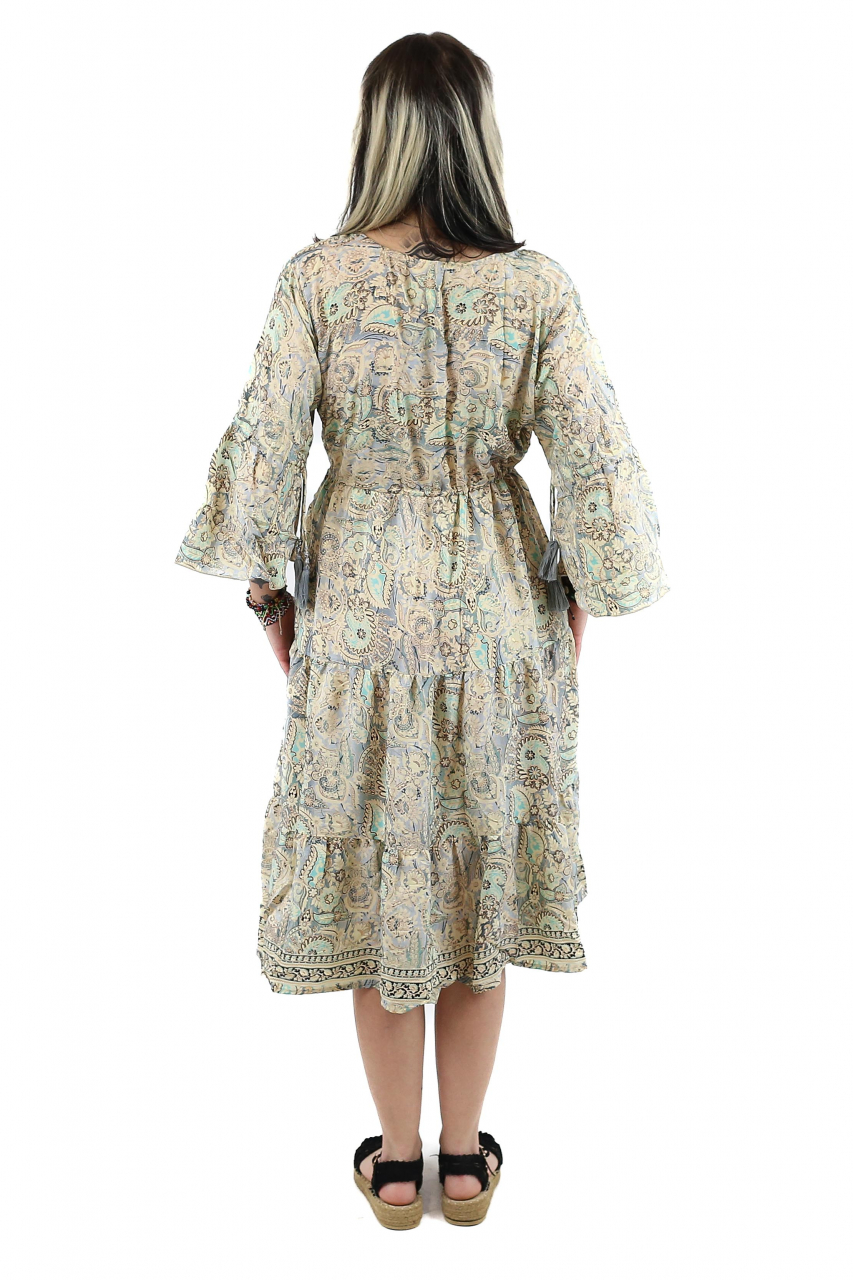 Rochie midi boho cu volanase si maneca trei sfert - Model 1 [3]