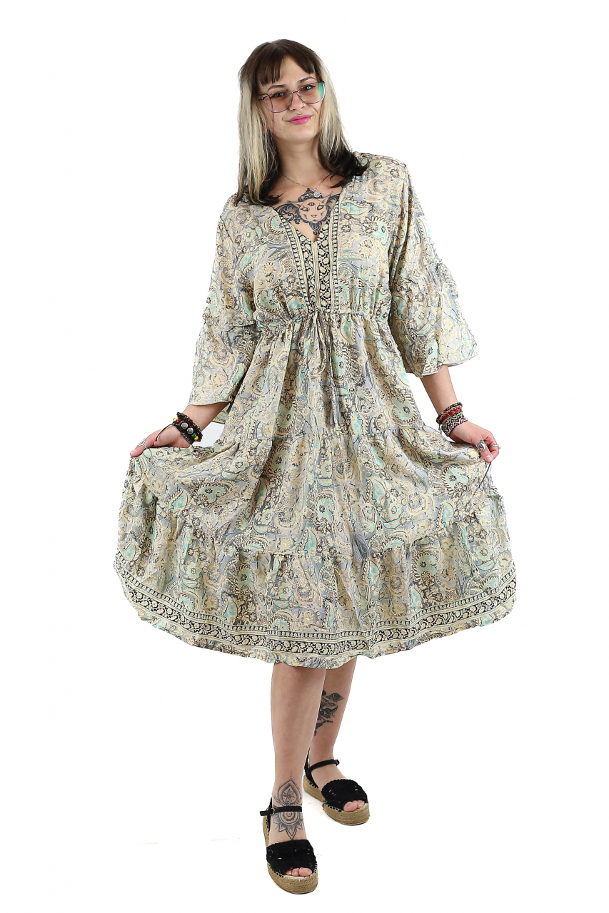 Rochie midi boho cu volanase si maneca trei sfert - Model 1 [4]
