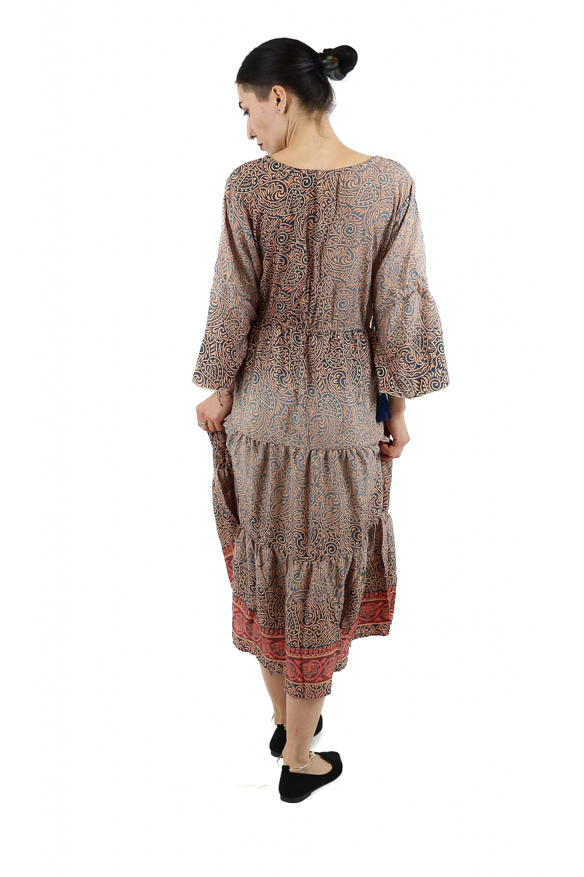 Rochie midi boho cu volanase si maneca trei sfert - Model 1 [3]