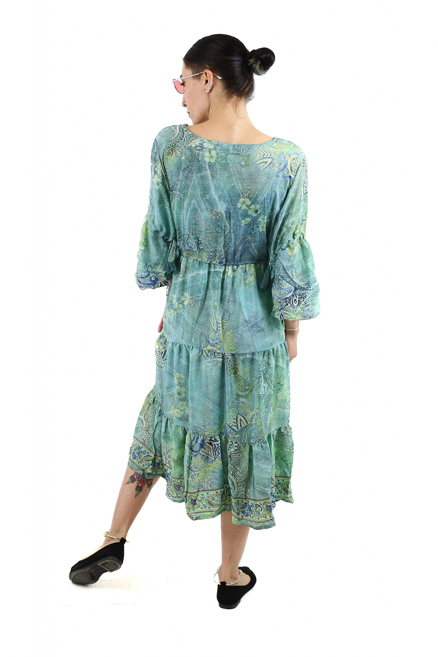 Rochie midi boho cu volanase si maneca trei sfert - Model 1 [3]