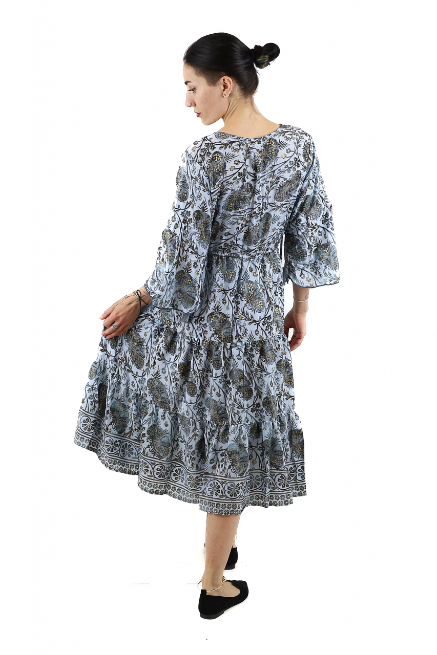 Rochie midi boho cu volanase si maneca trei sfert - Model 1 [3]