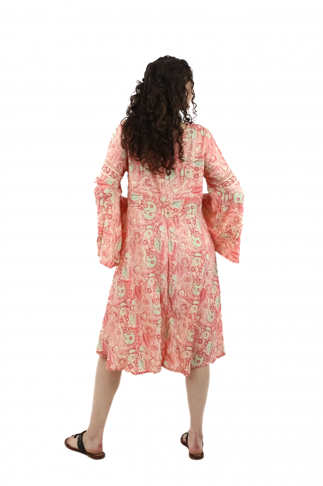 Rochie midi din material fluid cu snur in talie si maneci lungi - Model 11 [3]