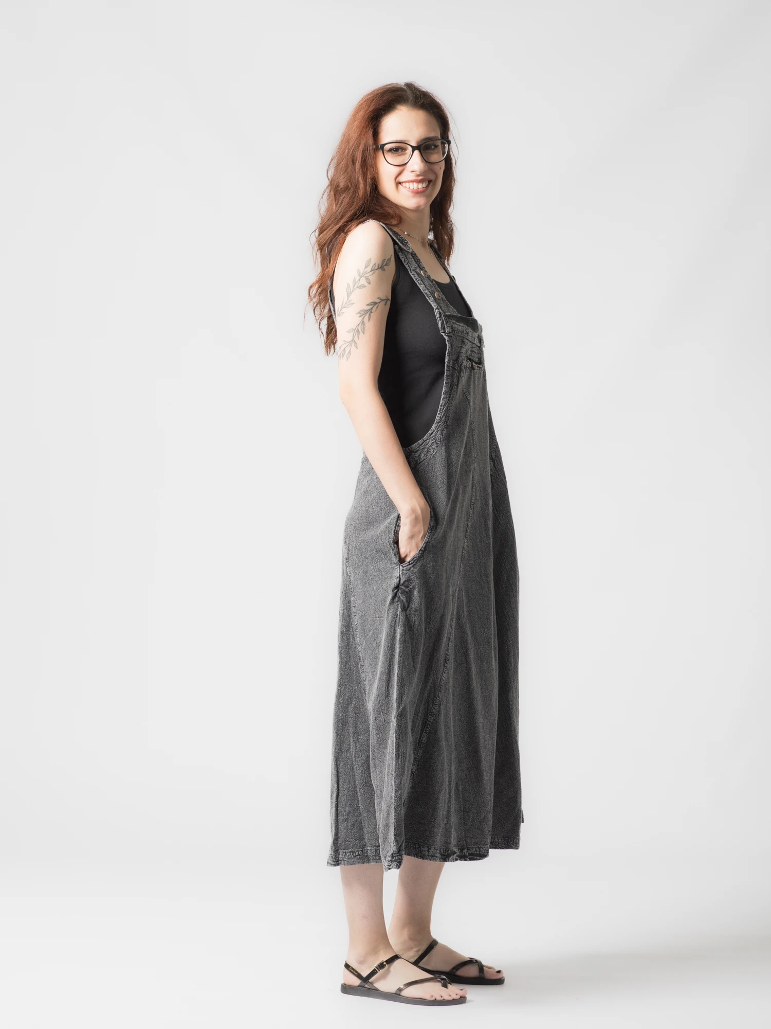 Rochie sarafan din bumbac jeans style - Visiniu [4]