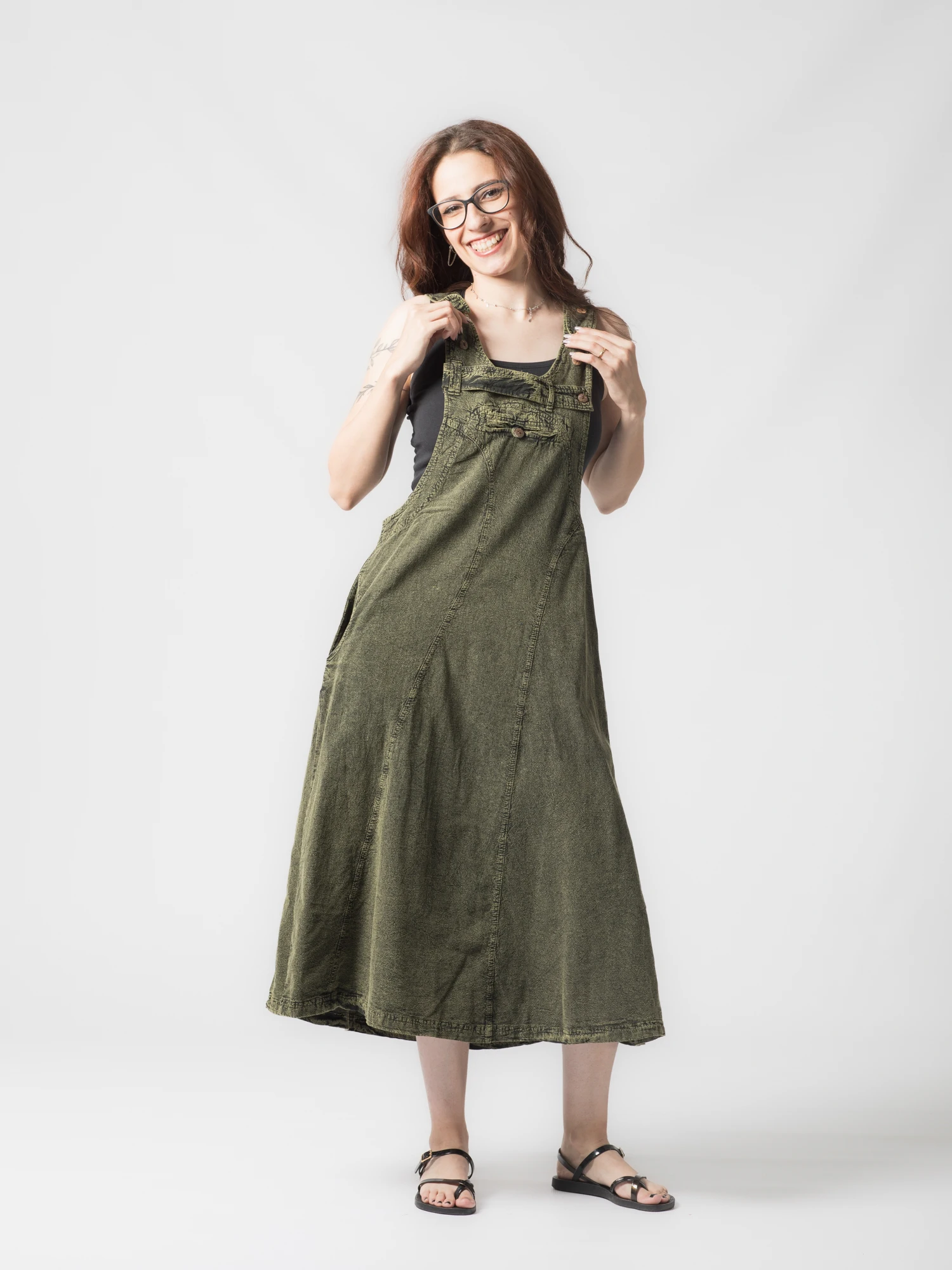 Rochie sarafan din bumbac jeans style - Visiniu [6]