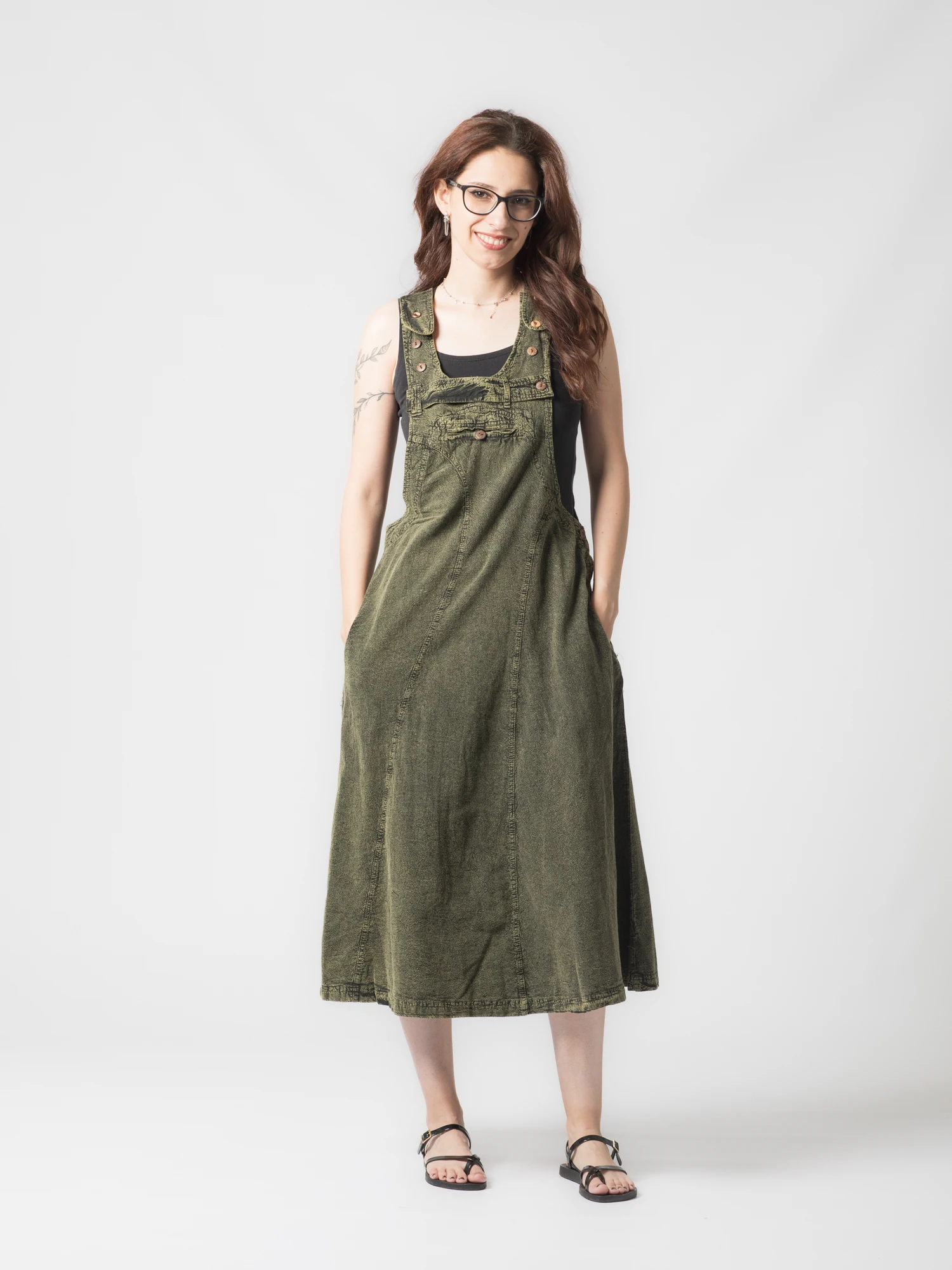 Rochie sarafan din bumbac jeans style - Visiniu [1]