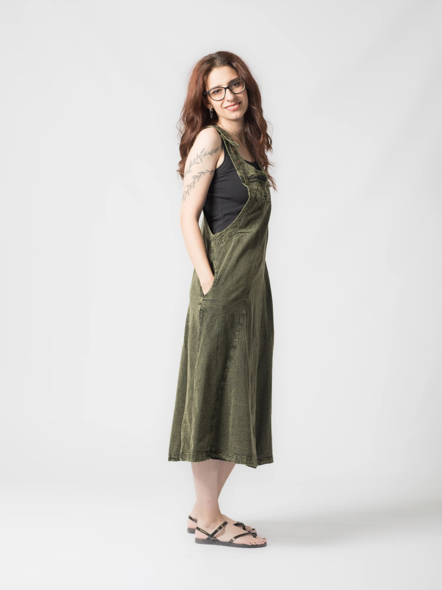 Rochie sarafan din bumbac jeans style - Visiniu [2]