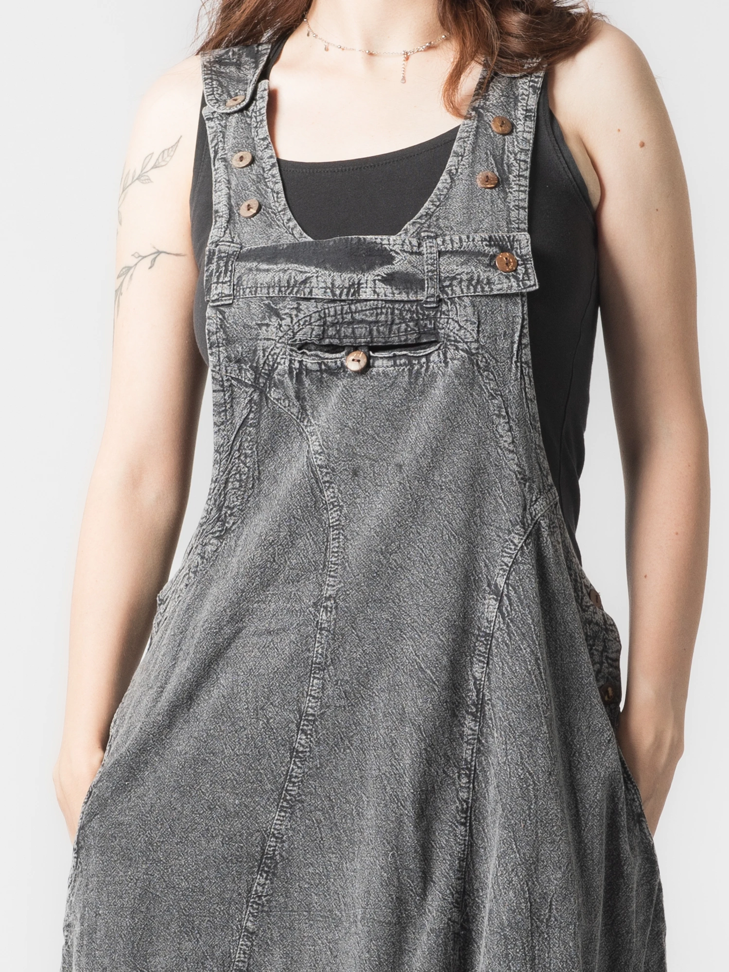 Rochie sarafan din bumbac jeans style - Visiniu [3]