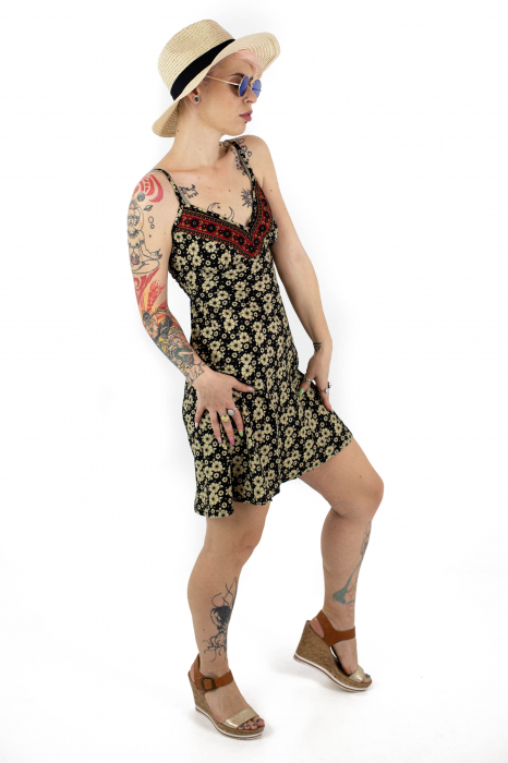Rochie scurta cu bretele si print floral - M-37 [3]