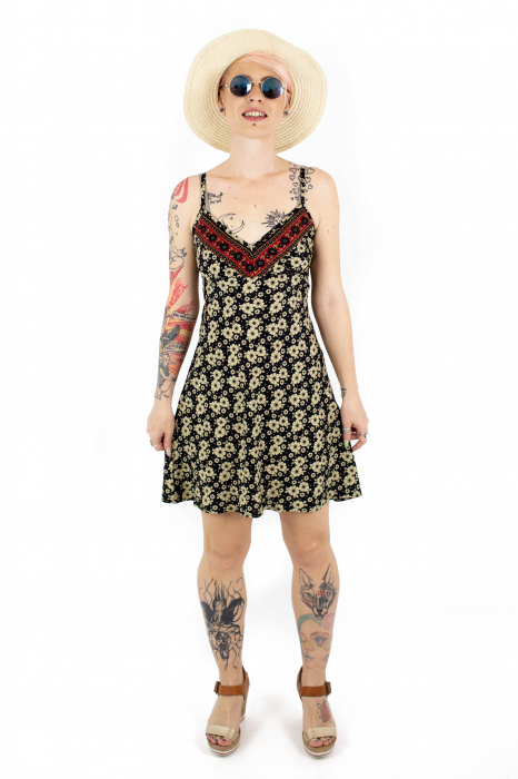 Rochie scurta cu bretele si print floral - M-37 [2]