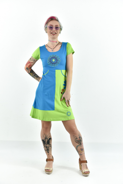 Rochie scurta cu broderie - Rosu [2]