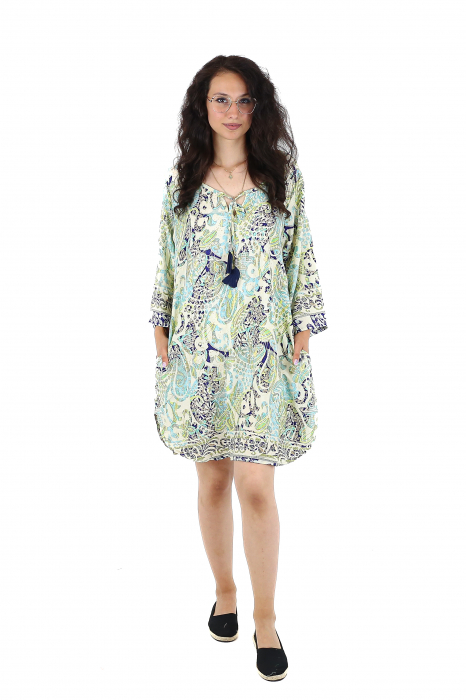 Rochie scurta cu croi lejer si imprimeu oriental - Model 9 [4]