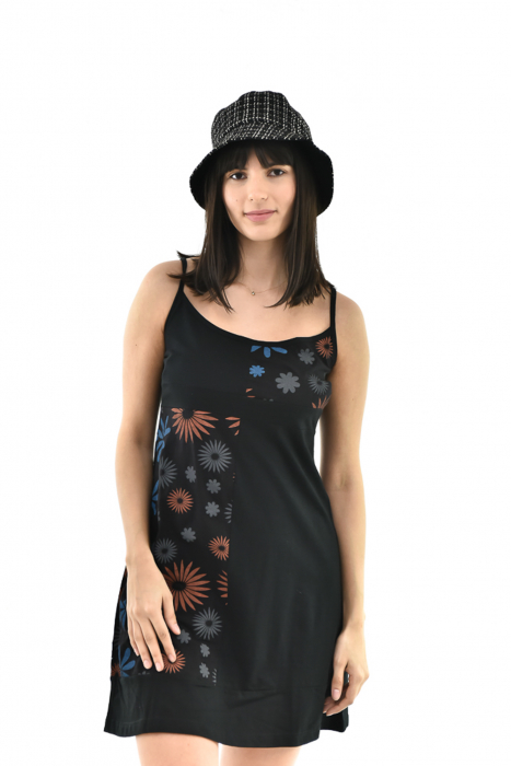 Rochie scurta din bumbac cu print cu bretele - Model surpriza [6]