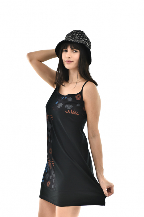 Rochie scurta din bumbac cu print cu bretele - Model surpriza [8]