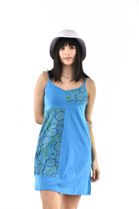Rochie scurta din bumbac cu print cu bretele - Model surpriza [11]