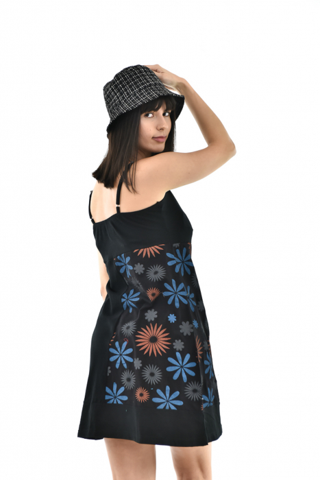 Rochie scurta din bumbac cu print cu bretele - Model surpriza [9]