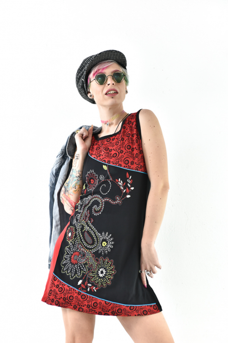 Rochie scurta din bumbac cu print fara maneci - Model surpriza [16]