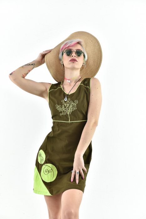 Rochie scurta din bumbac cu print fara maneci - Model surpriza [10]