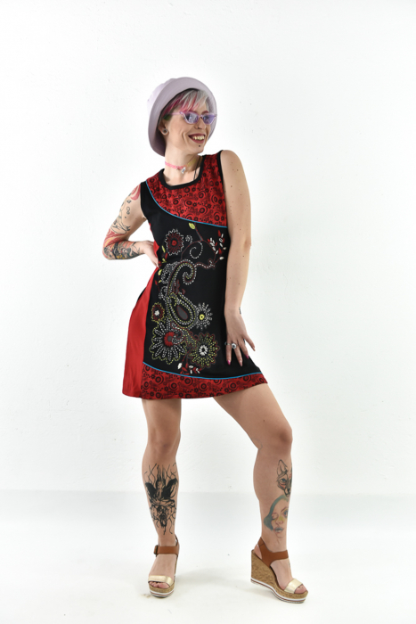 Rochie scurta din bumbac cu print fara maneci - Model surpriza [14]