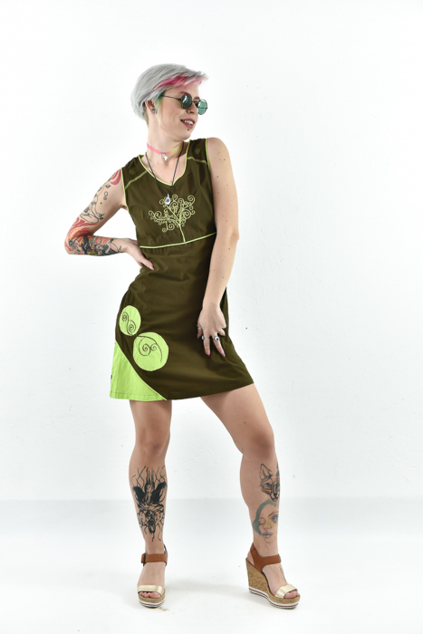 Rochie scurta din bumbac cu print fara maneci - Model surpriza [8]