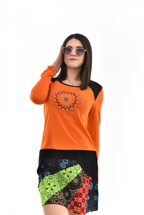 Rochie scurta din bumbac cu print fara maneci - Model surpriza [5]