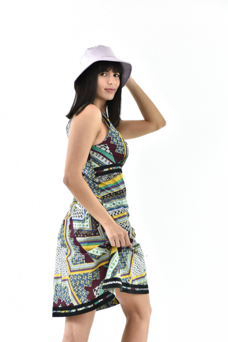 Rochie scurta din bumbac cu print fara maneci - Model surpriza [19]