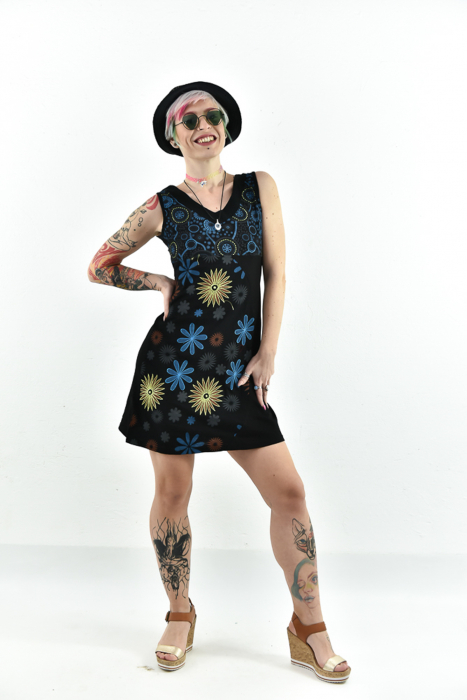 Rochie scurta fara maneci cu print floral - Rosu [8]