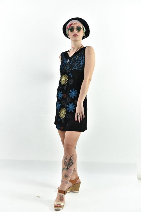 Rochie scurta fara maneci cu print floral - Rosu [6]