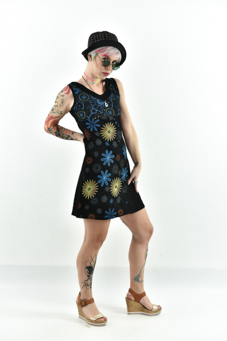 Rochie scurta fara maneci cu print floral - Rosu [3]