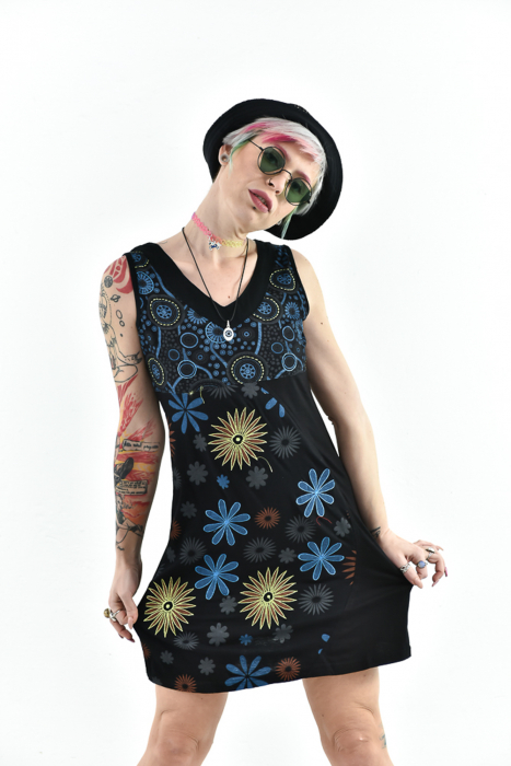 Rochie scurta fara maneci cu print floral - Rosu [9]