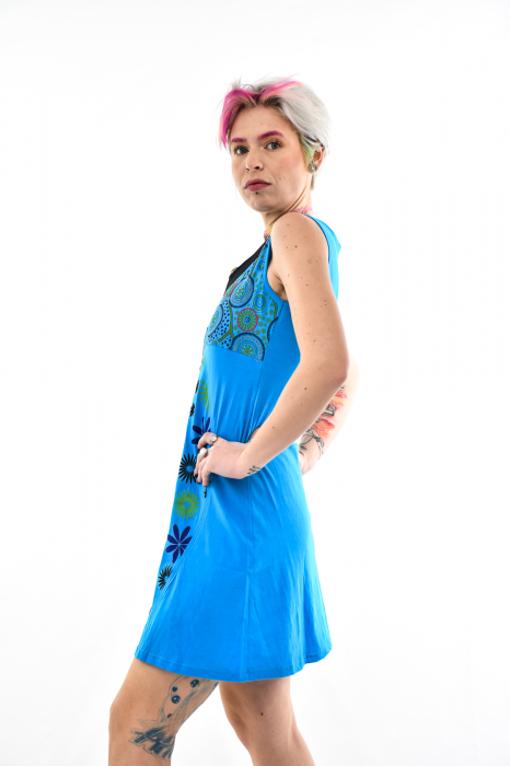 Rochie scurta fara maneci cu print floral - Rosu [4]