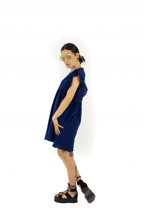Rochie scurta fara maneci cu volanase - Mustar [2]