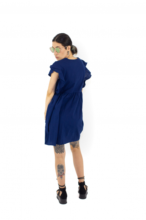 Rochie scurta fara maneci cu volanase - Mustar [3]